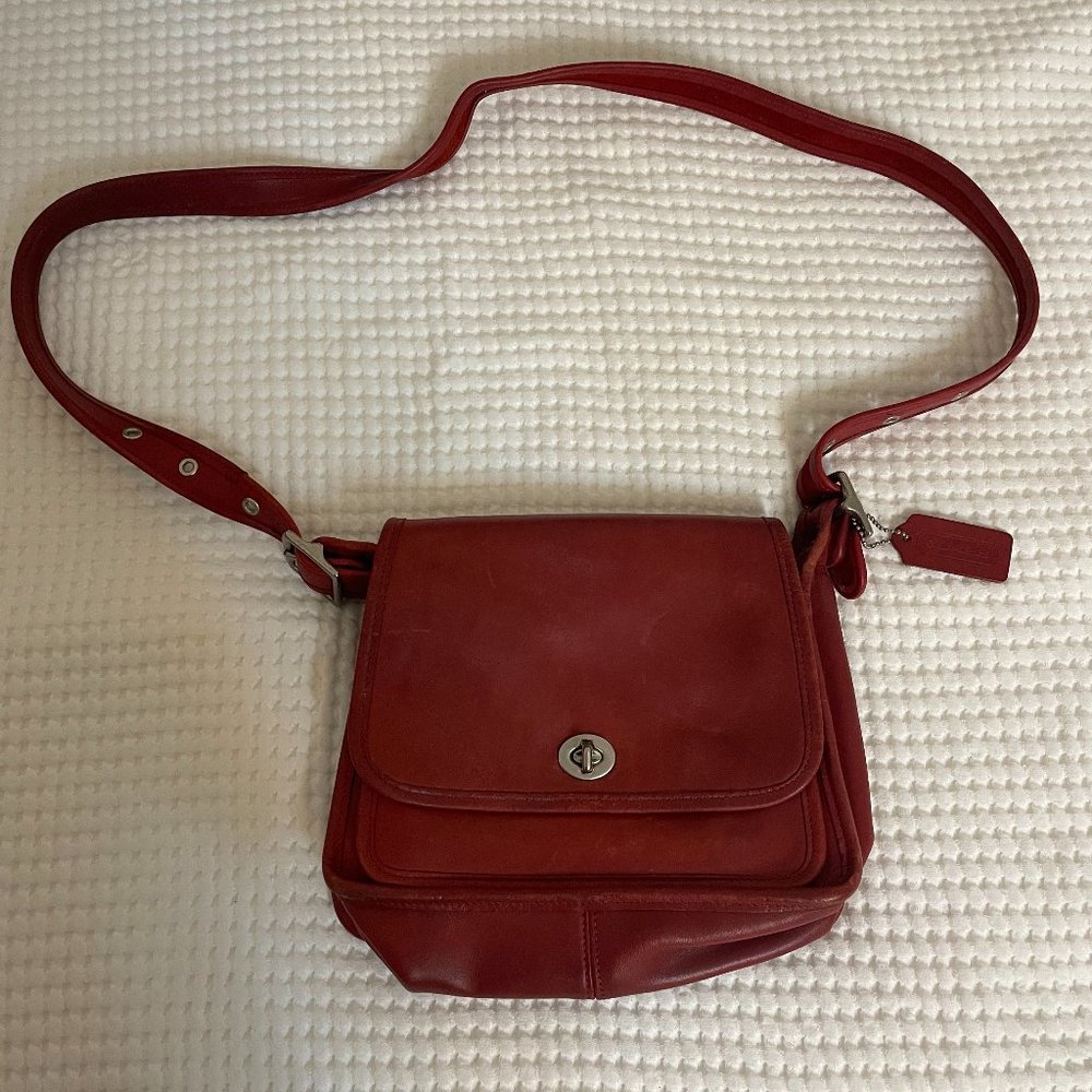 Vintage Red Coach Leather crossbody purse